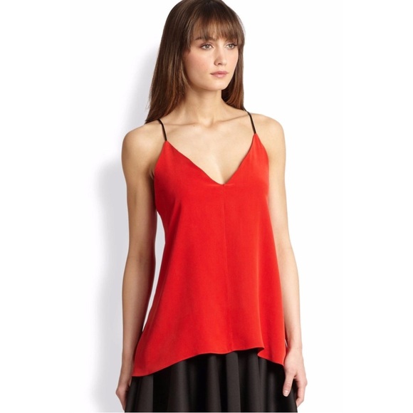 MILLY | $220 Sandwashed Silk V-Neck FlyAway Tank in Ivory/Black Print, Small - Picture 3 of 10